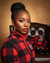 Load image into Gallery viewer, DST Women’s Red & Black Plaid Quarter-Zip Fleece Jacket