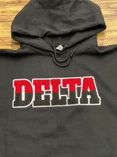 Load image into Gallery viewer, DST Hoodie with Two Tone Delta and embroidered Red elephant.
