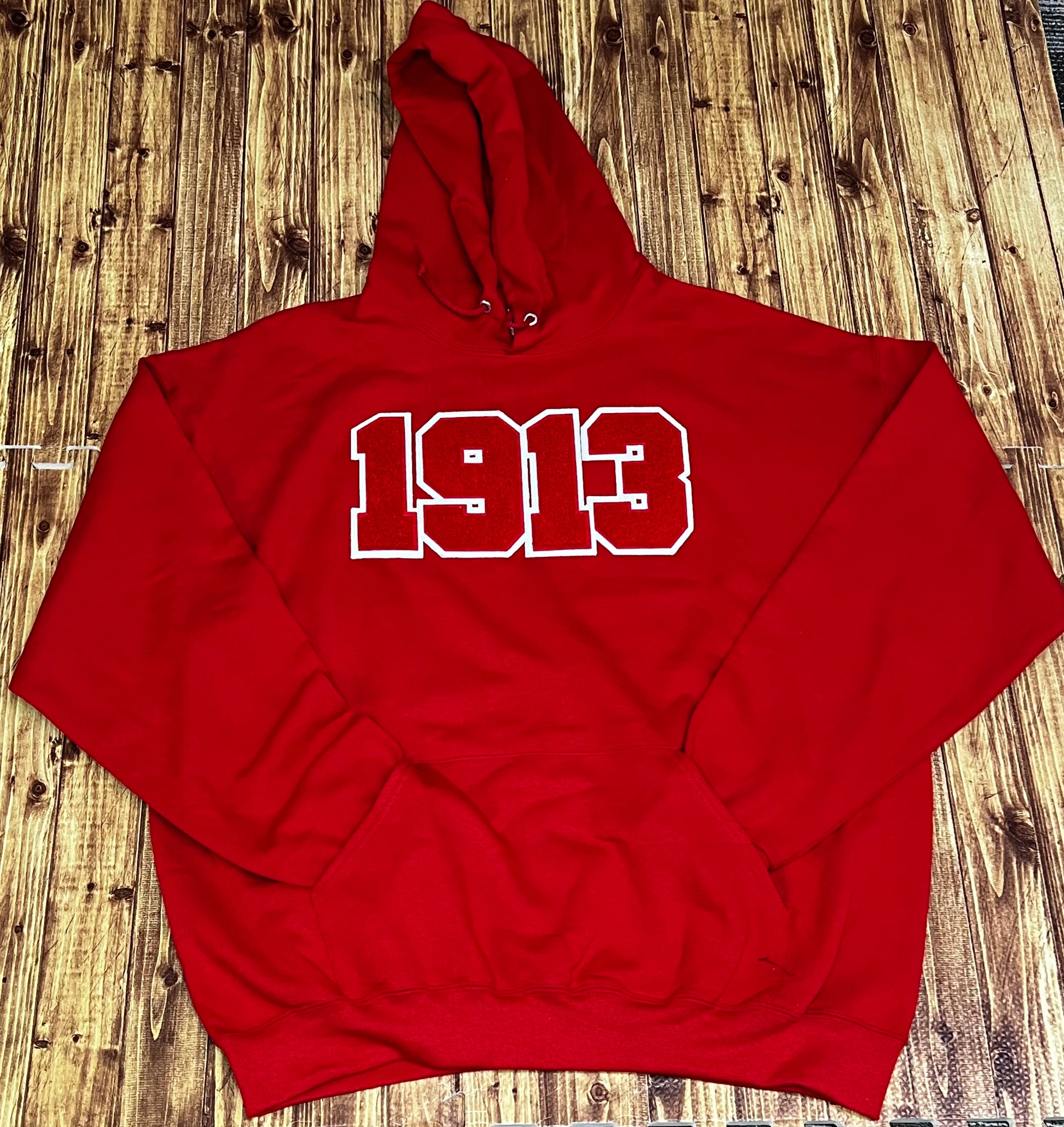 DST 1913 RED Chenille Hoodie