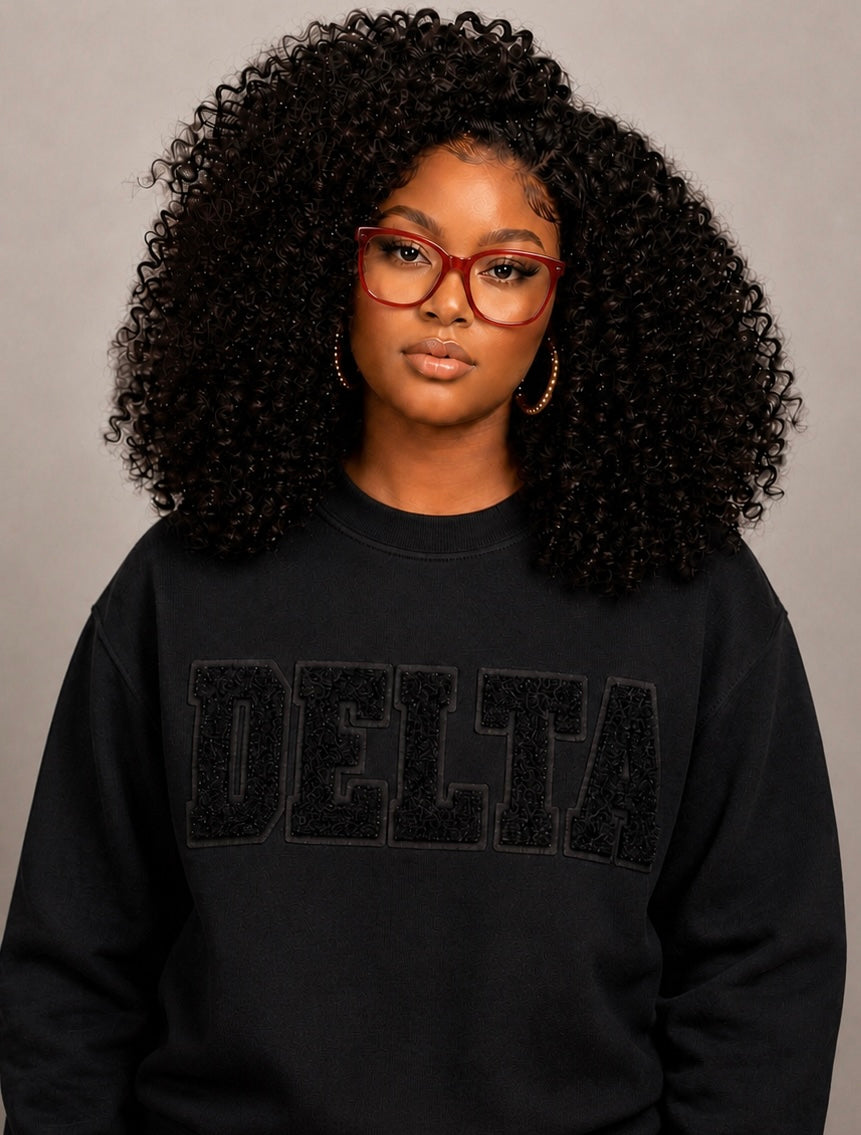 Black on Black Chenille “DELTA” sweatshirt