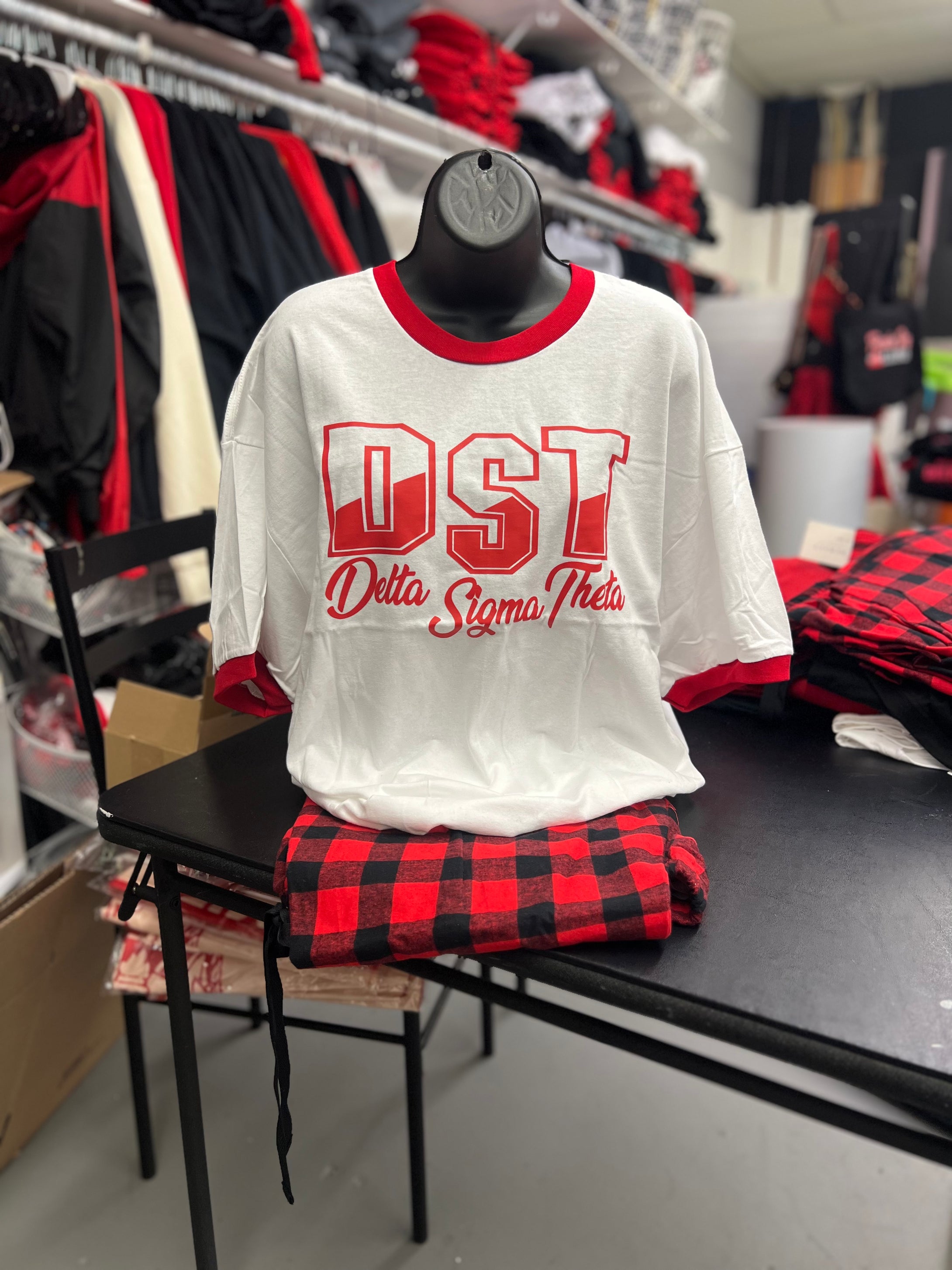 DST T-Shirt with Red neckline and sleeves