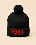 1913 Embroidered Pom-Pom Beanie