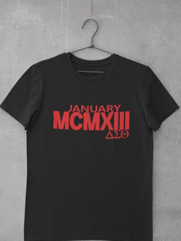 DST January 13 Roman Numeral Tee Shirt