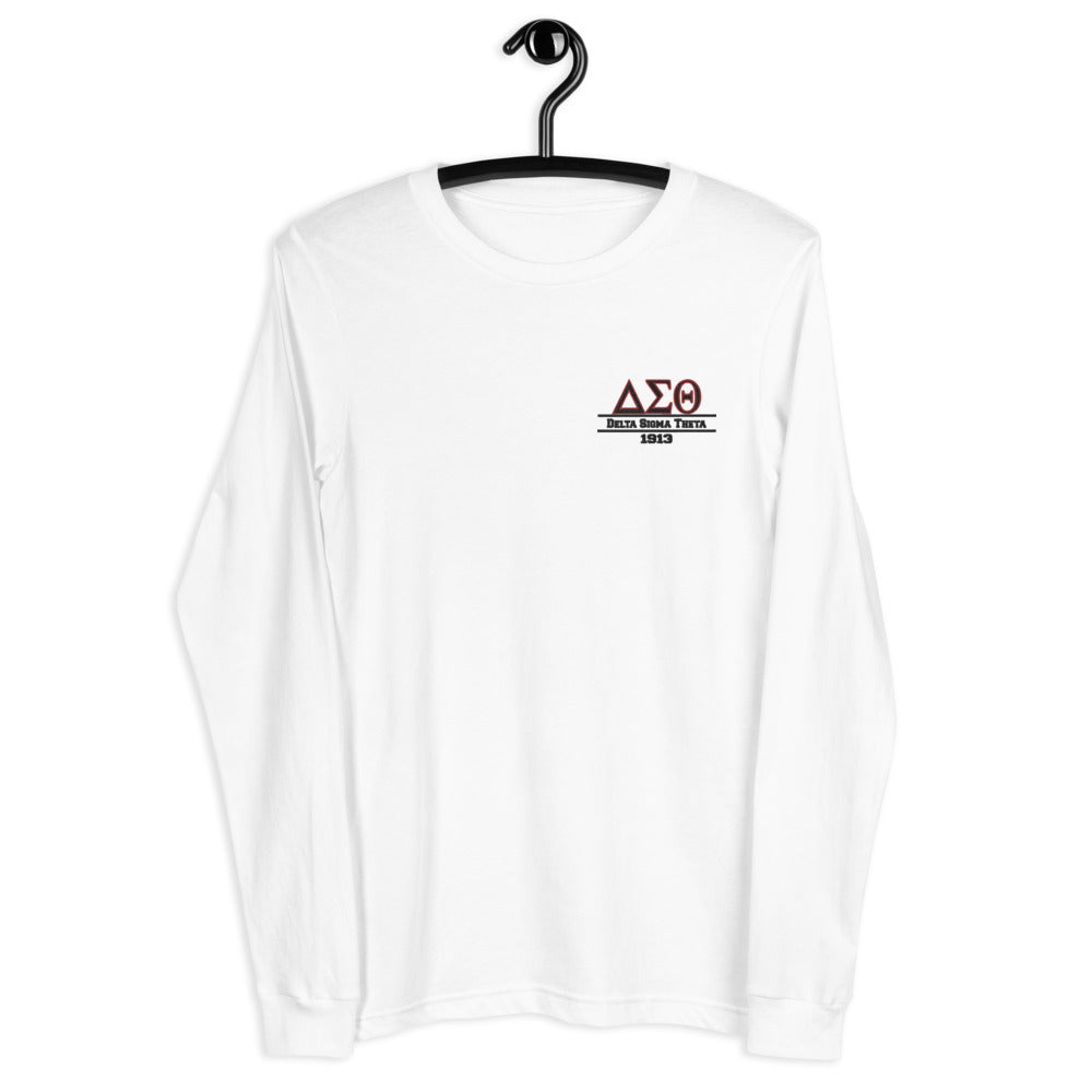 Greek Letters Left Chest Embroidered Long Sleeve Tee